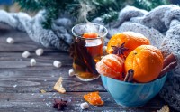 عکس زیبا چای دارچین و نارنگی