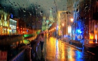 عکس شب بارانی مسکو
